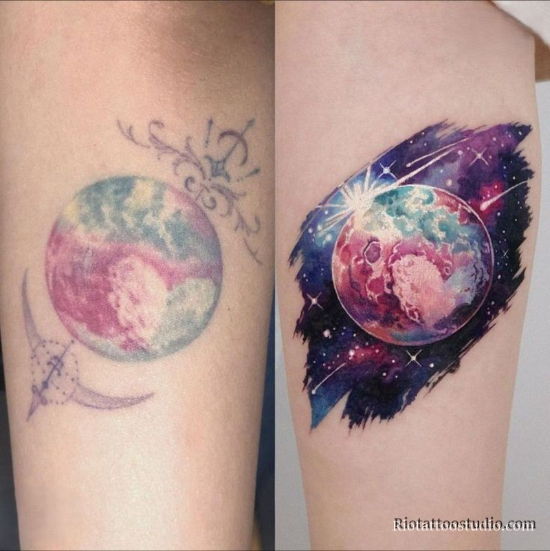 Đè hình xăm hỏng sửa lại theo bố cục hình cũ Rio Tattoo Studio