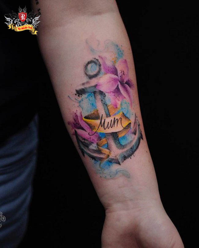 Hình xăm mỏ neo màu sáng tạo và nổi bật tại Rio Tattoo Studio