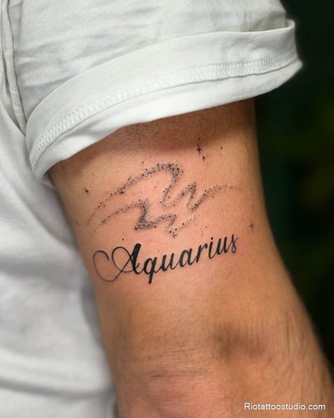 Hình xăm cung Bảo Bình được thực hiện tại Rio Tattoo Studio