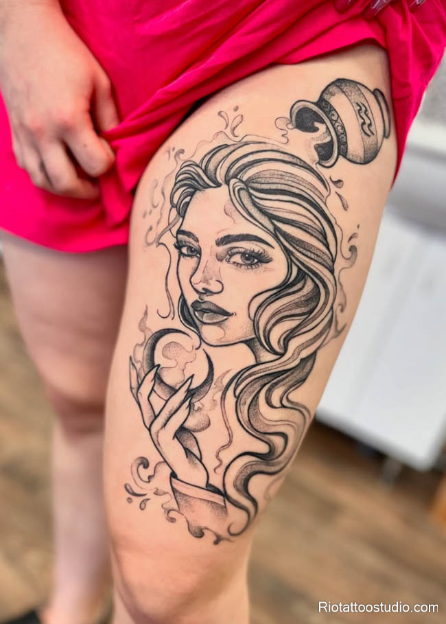 Hình xăm cung bảo bình - nữ thần