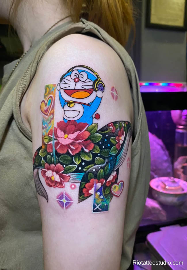 Hình xăm mini Doremon mang dấu ấn tuổi thơ thực hiện tại Rio Tattoo Studio