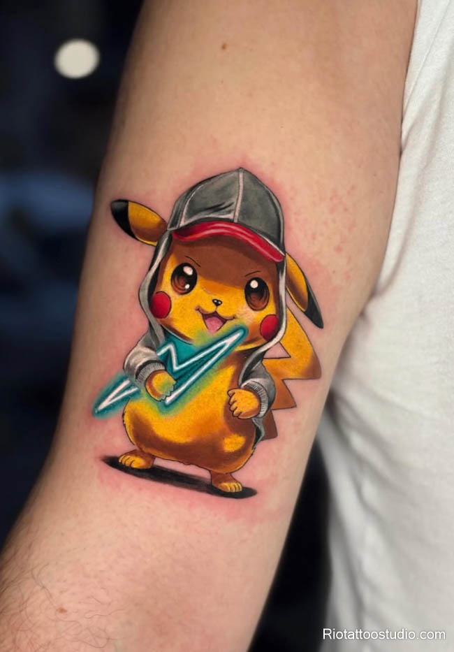 Hình xăm hoạt hình Pikachu tại Rio Tattoo Studio