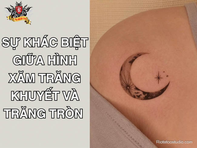 Sự khác biệt giữa hình xăm mặt trăng khuyết và trăng tròn