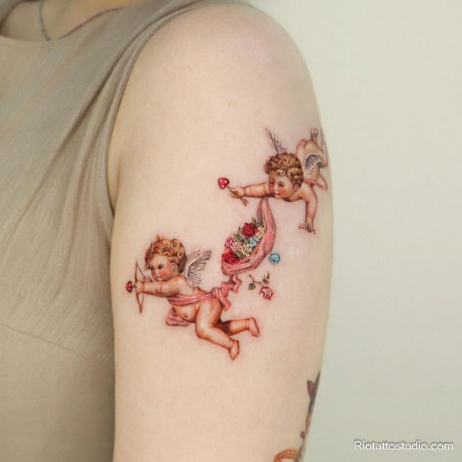 Hình xăm thiên thần mini tinh tế nhưng thu hút ở Rio Tattoo Studio