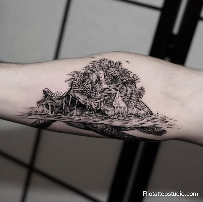 Hình xăm rùa thần oai phong và linh thiêng tại Rio Tattoo Studio