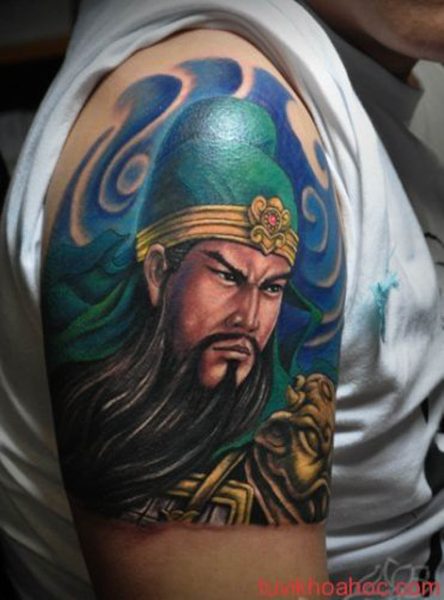 Hình xăm Quan Công ở tay tượng trưng cho bản lĩnh và chính nghĩa