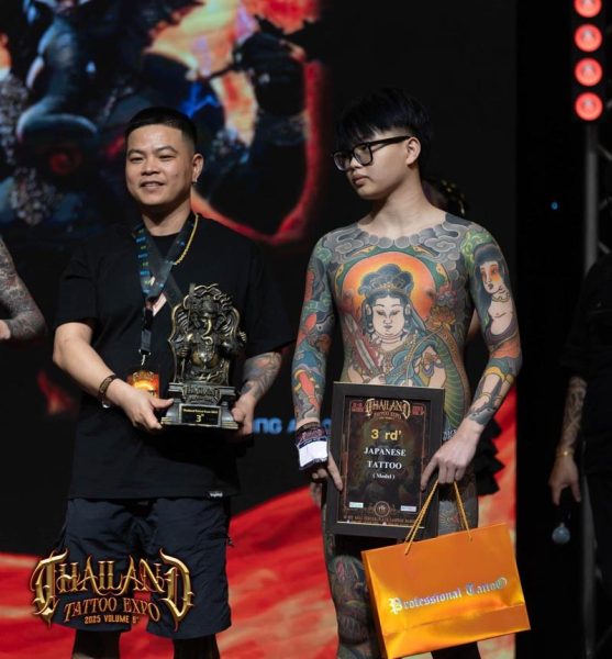Top 1 Vietnamese tattoo artist from Rio Tattoo Studio receiving prestigious national and international tattoo awards for outstanding a