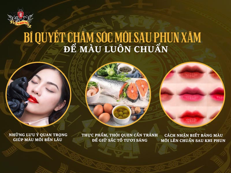 Bí quyết chăm sóc môi sau phun xăm giúp màu môi lên chuẩn theo bảng màu môi