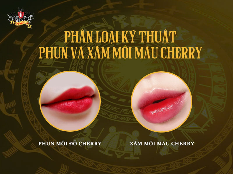 Phun môi màu đỏ cherry kỹ thuật collagen tự nhiên