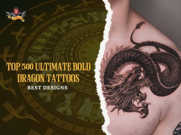 Dragon tattoo: ultimate bold roaring dragon with fierce expression on upper arm, black ink masterpiece