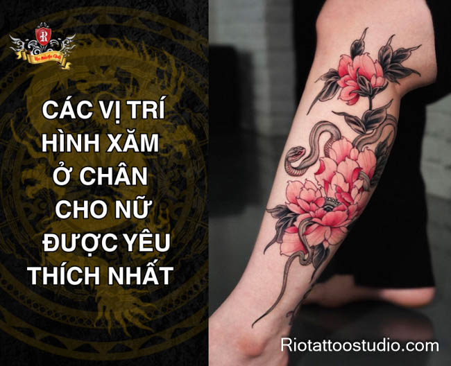 Các vị trí hình xăm ở chân cho nữ phổ biến như bắp chân, cổ chân và mu bàn chân