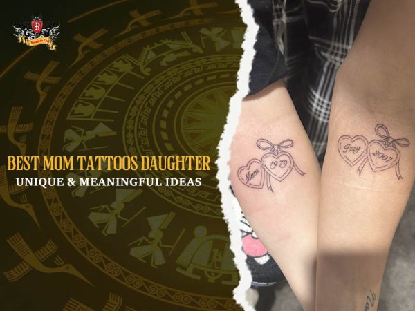 Best mom tattoos daughter – matching heart lockets with names and years