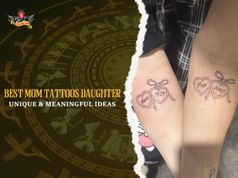 Best mummy daughter tattoos – matching heart lockets with names and years