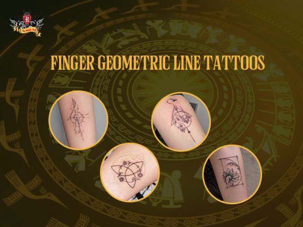 Geometric line finger tattoos – minimalist sacred geometry designs for hands