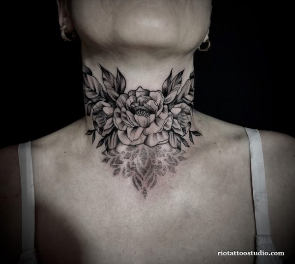 Hình xăm cổ đẹp ở cổ họng cá tính