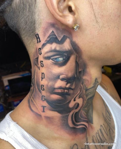 Hình xăm cổ nam chất phong cách mạnh mẽ