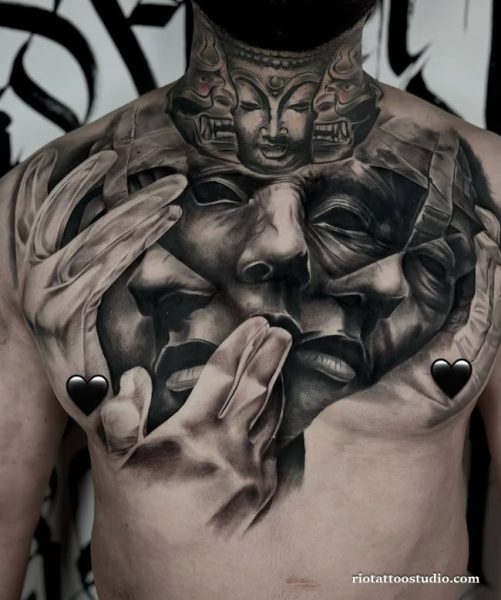 Hình xăm cổ nam chất phong cách mạnh mẽ