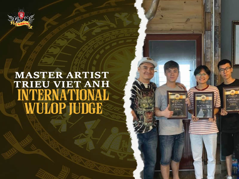 Master Artist Trieu Viet Anh serving as a professional judge at a major international tattoo convention, evaluating world-class artistry.