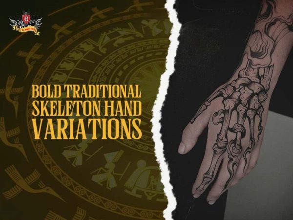 Bold traditional skeleton hand tattoo variations – classic blackwork at Rio Tattoo Studio