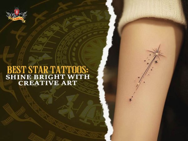 Minimal shooting star tattoo with trail on forearm, small creative star tattoo idea
