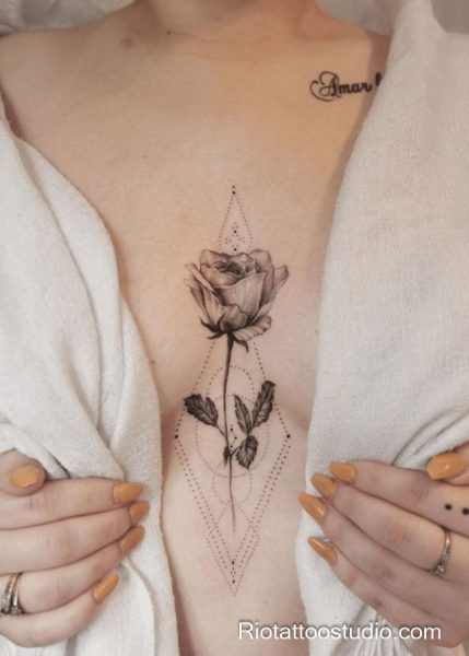 150+ Best Sternum Tattoo Ideas for a Bold and Elegant Look in 2026 2 - Rio Tattoo Studio