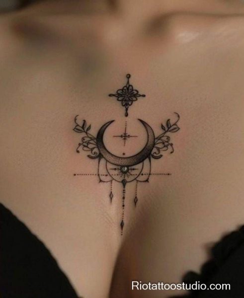 150+ Best Sternum Tattoo Ideas for a Bold and Elegant Look in 2026 9 - Rio Tattoo Studio