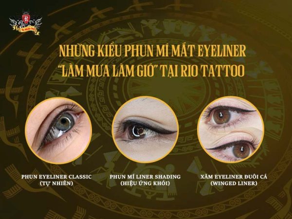 các kiểu phun mí eyeliner đẹp như classic shading và winged liner tại Rio Tattoo Studio