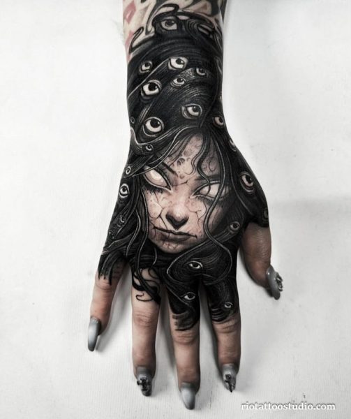 Berserk tattoo full back God Hand Void face red eyes, epic berserk tattoo ideas