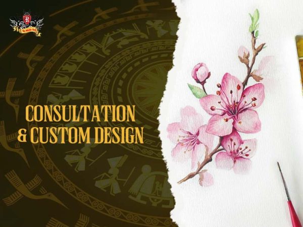 Watercolor cherry blossom custom design consultation painting, artistic cherry blossom tattoo