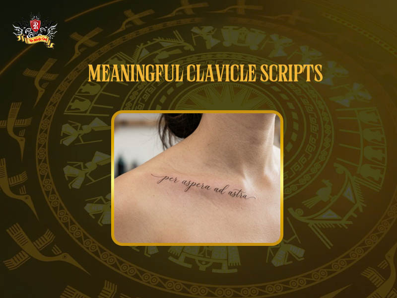 Meaningful script collarbone tattoo telling a personal story at Rio Tattoo Studio.