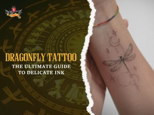 Fineline dragonfly tattoo moon stars circles wrist forearm, minimalist dragonfly tattoo