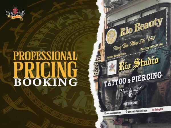 Rio Tattoo Studio exterior sign with professional pricing and booking for elephant tattoo