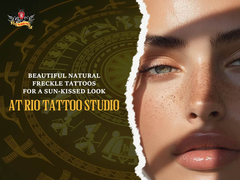 A high-definition close-up of natural-looking freckle tattoos custom-blended for a perfect sun-kissed aesthetic at Rio Tattoo Studio.