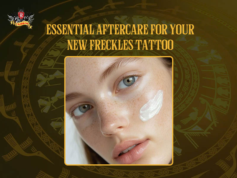 A visual guide for the essential healing process and aftercare steps to maintain the vibrancy of your new freckle tattoos.