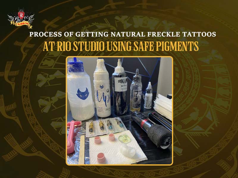 Premium, organic ink pigments used for a safe and natural freckles tattoo finish at Rio Tattoo Studio.