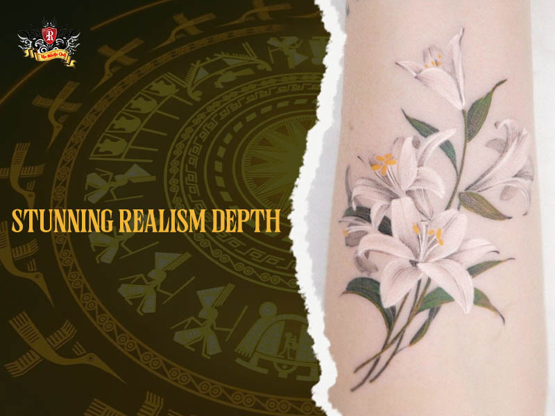 Masterful petal shading technique for a realistic Lily Tattoo at Rio Tattoo Studio.