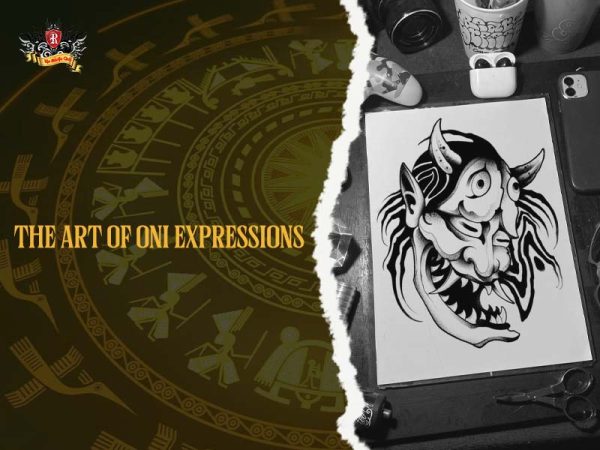 Oni mask tattoo black white drawing stencil expressions, traditional oni mask tattoo ideas