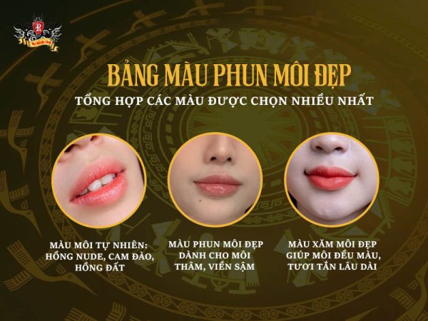 bảng màu phun môi đẹp với các tông hồng nude, cam đào và hồng đất được ưa chuộng