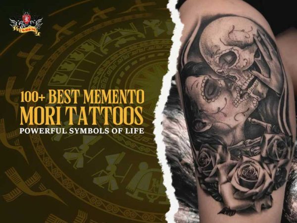 Memento mori skull woman roses upper arm tattoo realistic black grey, powerful memento mori tattoo
