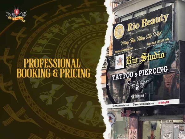 Rio Tattoo Studio Hanoi professional booking pricing exterior sign, minimalist tattoo studio