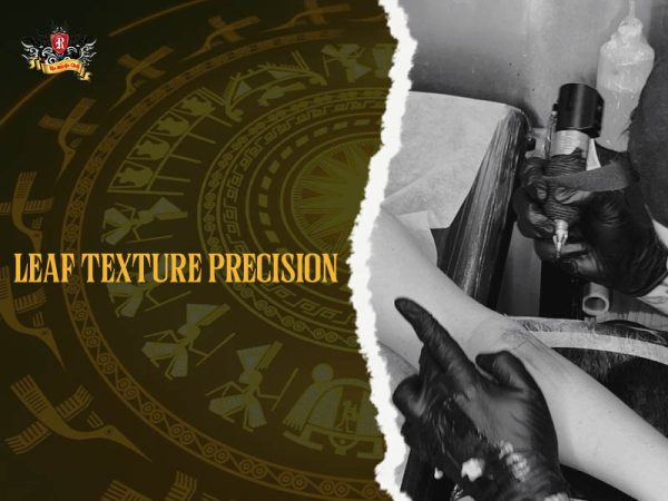 Palm tree tattoo process leaf texture precision artist inking arm, professional palm tree tattoo