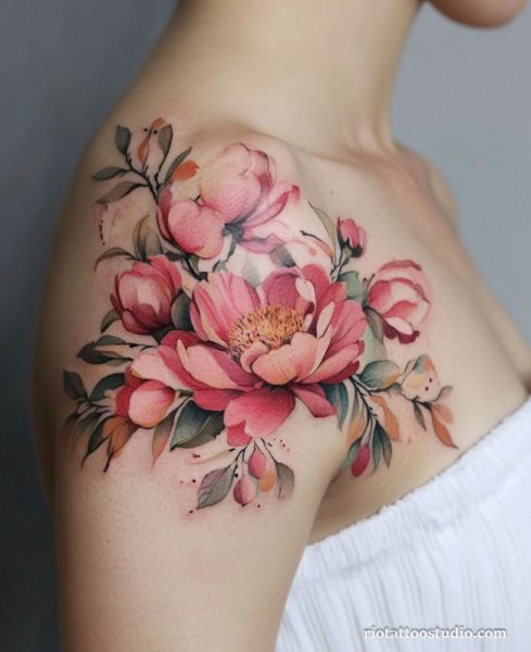 150+ Best Peony Tattoo Ideas: Symbols of Wealth and Luck 1 - Rio Tattoo Studio