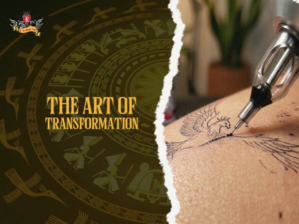 Phoenix tattoo process artist inking wing outline transformation, professional phoenix tattoo session