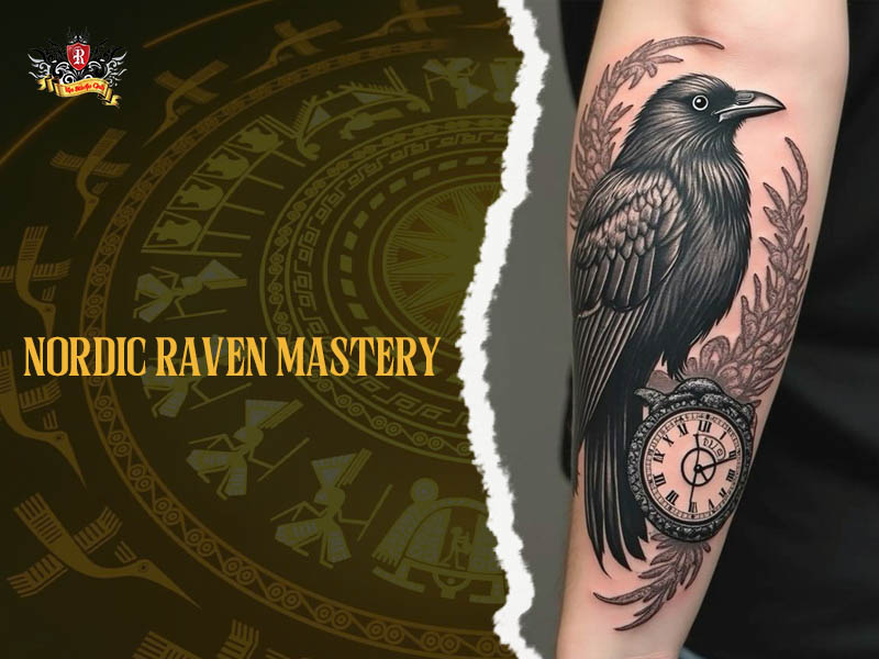Epic Nordic Raven Tattoos with Viking runes and ancient symbols at Rio Tattoo Studio.