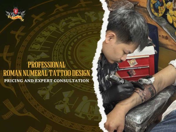 Tattoo artist working on roman numeral tattoo design at Rio Tattoo Studio, professional consultation