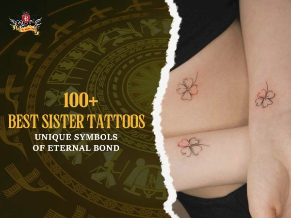 Matching sister tattoo minimalist flower clover forearm black red, sister bond tattoo