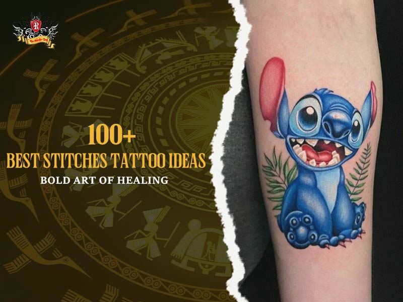 Bold stitches tattoo combined with an anchor tattoo representing healing at Rio Tattoo Studio.