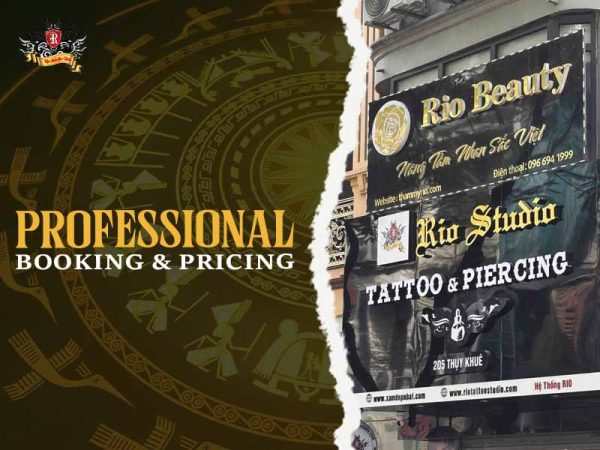 Rio Tattoo Studio Hanoi professional booking sun and moon tattoo sign, central sun and moon tattoo