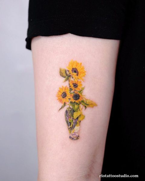 Top sunflower tattoo ideas to brighten your vibe 20 - Rio Tattoo Studio