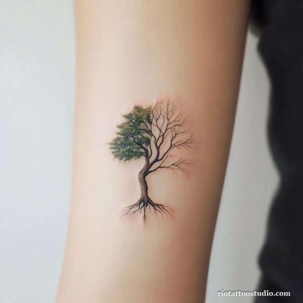 Meaning of tree of life tattoo with flowers and the delicate specialty of fineline tattoos.